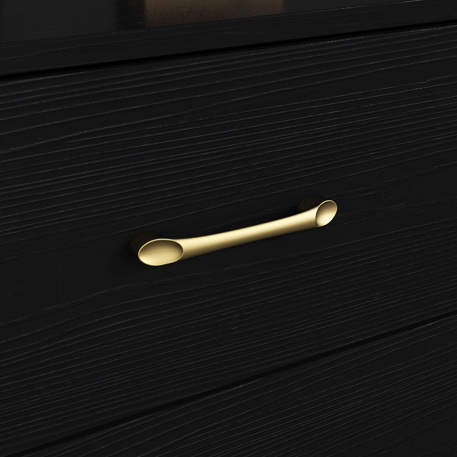 Alt View 4. FUFU&GAGA - FUFU&GAGA 9 - Drawer Horizontal Dresser – Black & Gold Accent Storage for Bedroom & Living Room - Black.