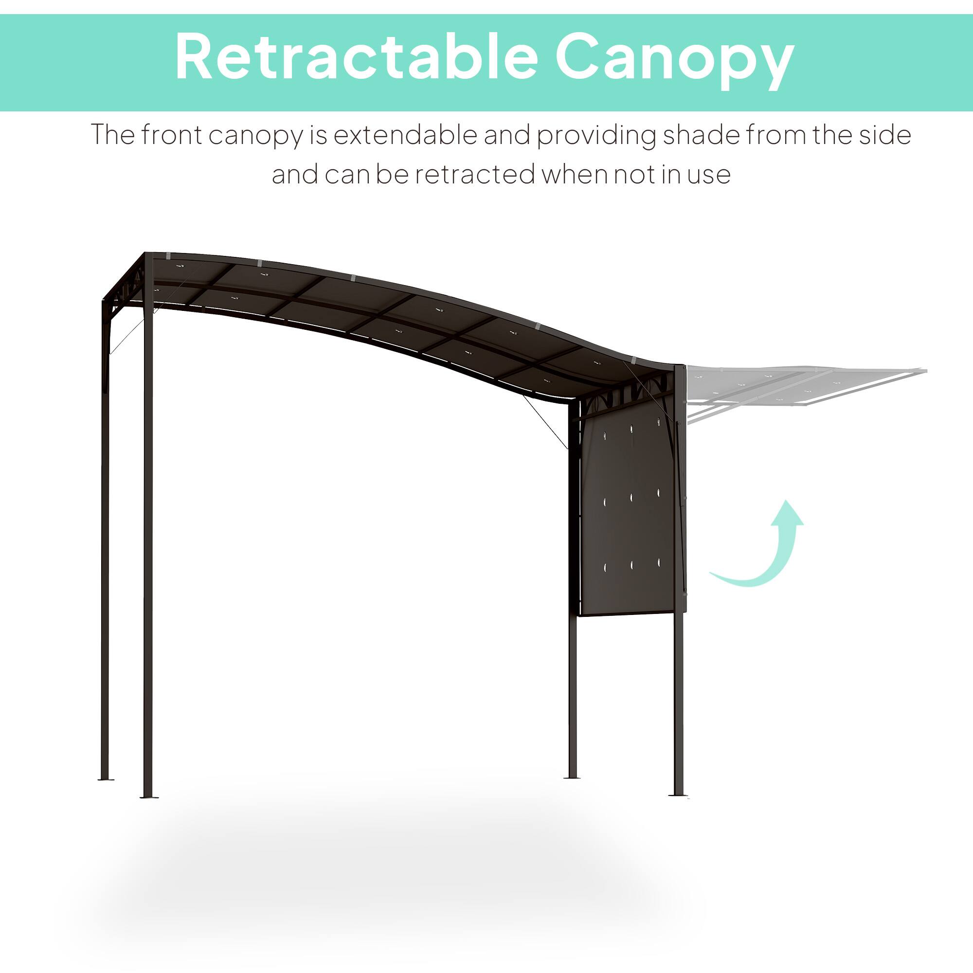 Retractable Canopy

The front canopy is extendable and providing shade from the side and can be retracted when not in use.