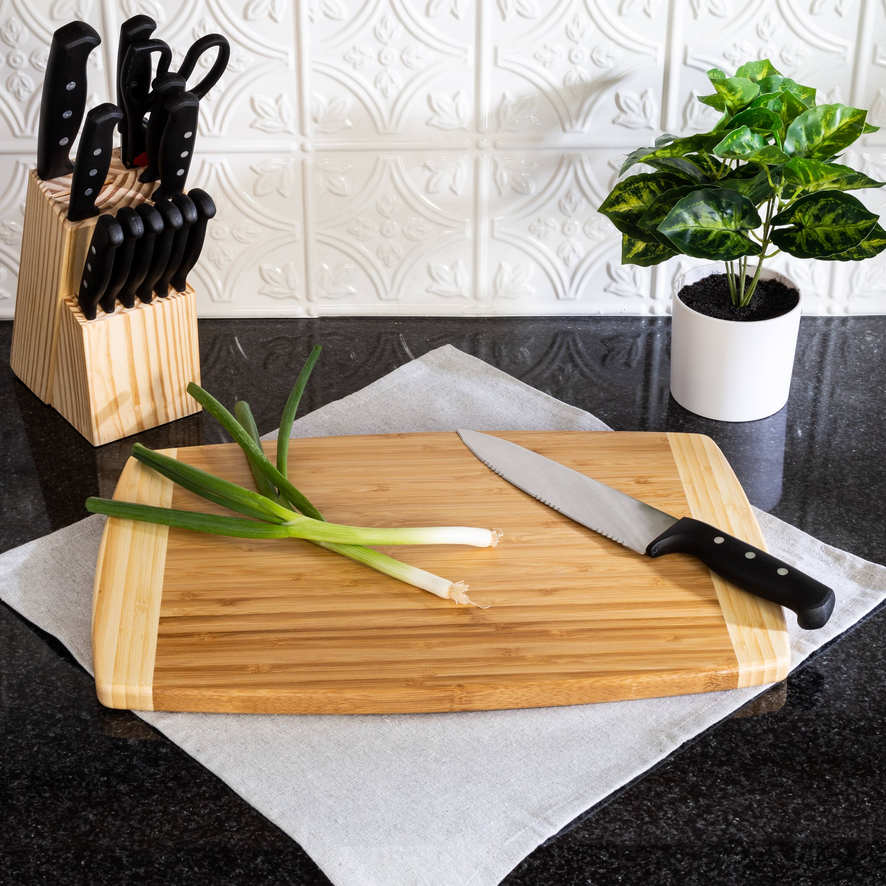 Alt View 2. Escali - Joyce Chen Extra Large Burnished Bamboo Cutting Board, 12x18-Inch - Natural.