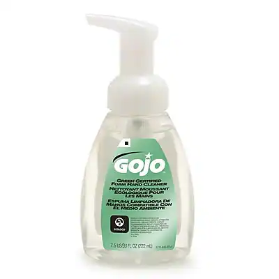 GOJO GREEN CERTIFIED FOAM HAND CLEANER
NETTOYANT MOUSSANT ECOLOGIQUE POUR LES MAINS
ESPUMA LIMPIADORA DE MANOS COMPATIBLE CON EL MEDIO AMBIENTE
7.5 FL OZ (222 mL)
5760-014
