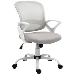 Homcom - Mid Back Computer Desk Chair, Ergonomic Mesh Office Chair with Rocking Function - Gray