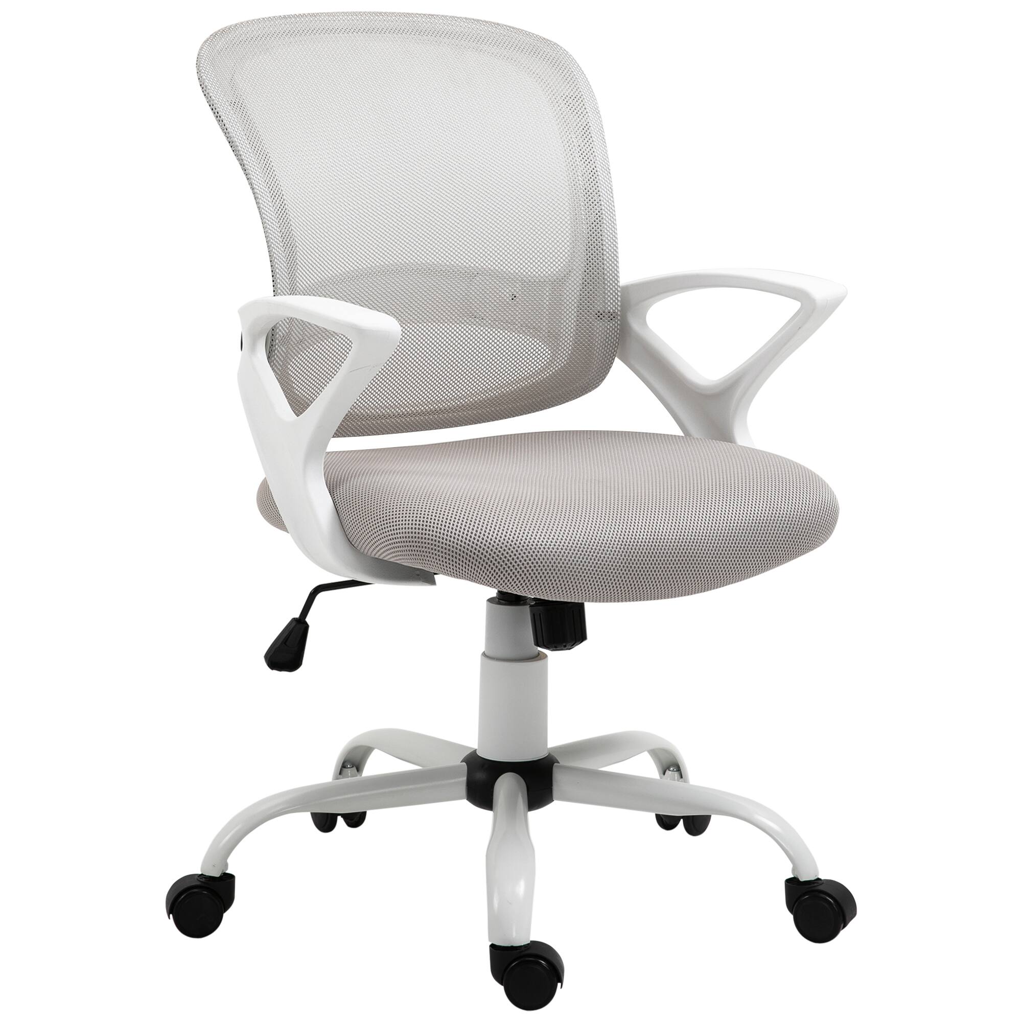 Front. Homcom - Mid Back Computer Desk Chair, Ergonomic Mesh Office Chair with Rocking Function - Gray.