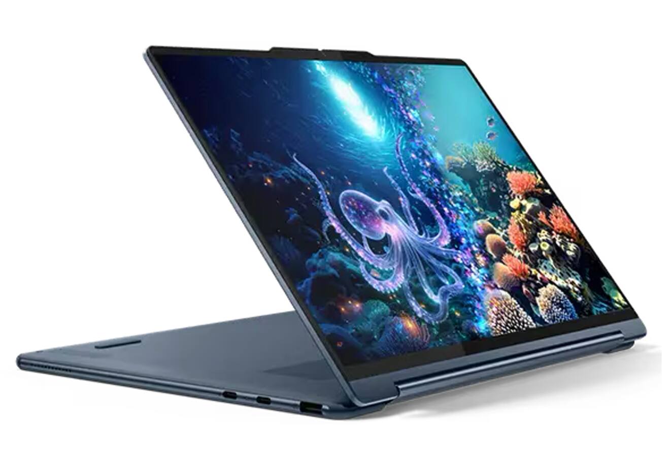Alt View 3. Lenovo - Lenovo Yoga 9i Aura Edition 2-in-1 Laptop 14.0 2.8K (Intel Ultra 7-258V, 32GB LPDDR5X, Win 11 Pro) w/USB Hub - Cosmic Blue.