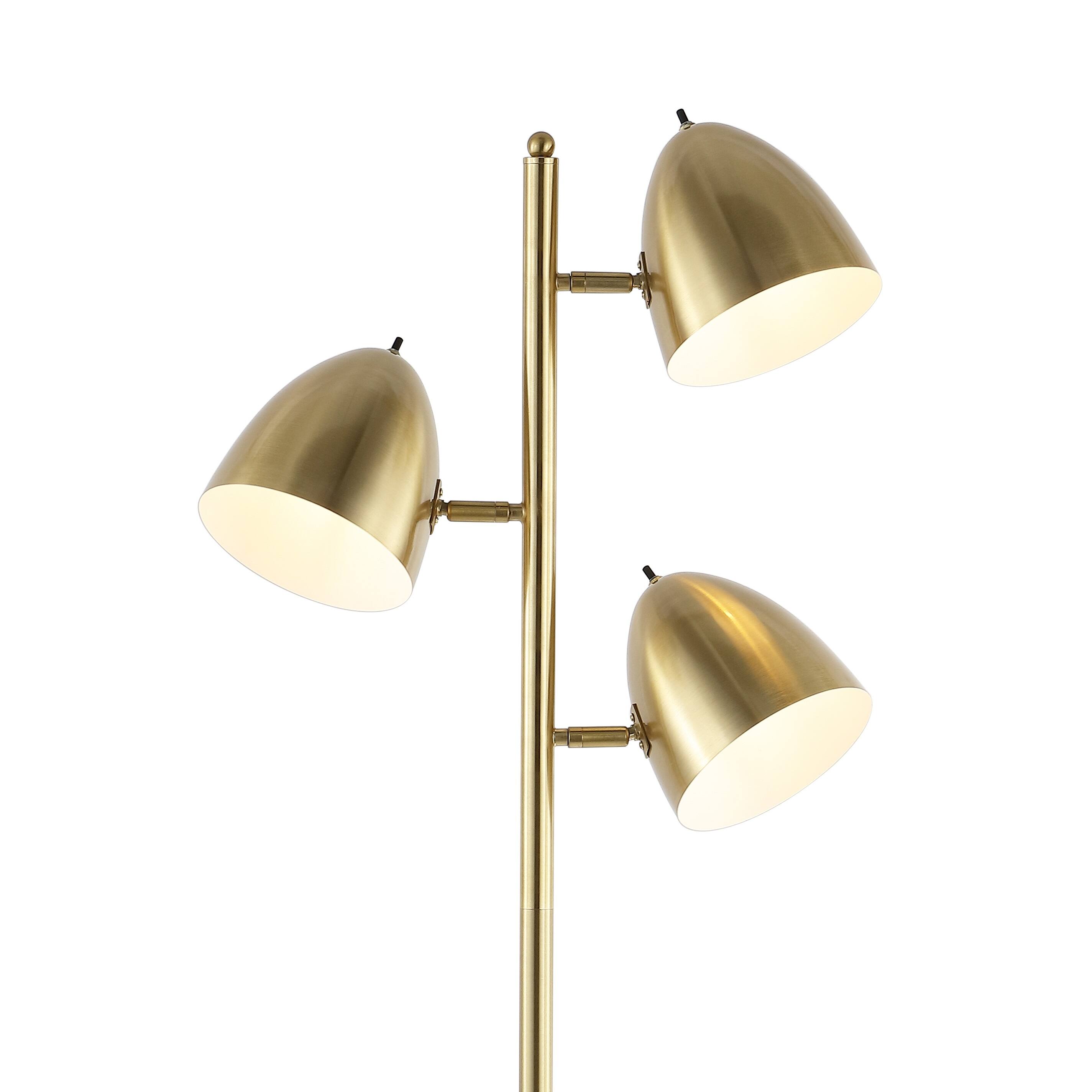 Alt View 4. Jonathan Y - Billy 66.5" 3-Light Modern Contemporary Iron LED Floor Lamp, Brass Gold - Brass Gold.