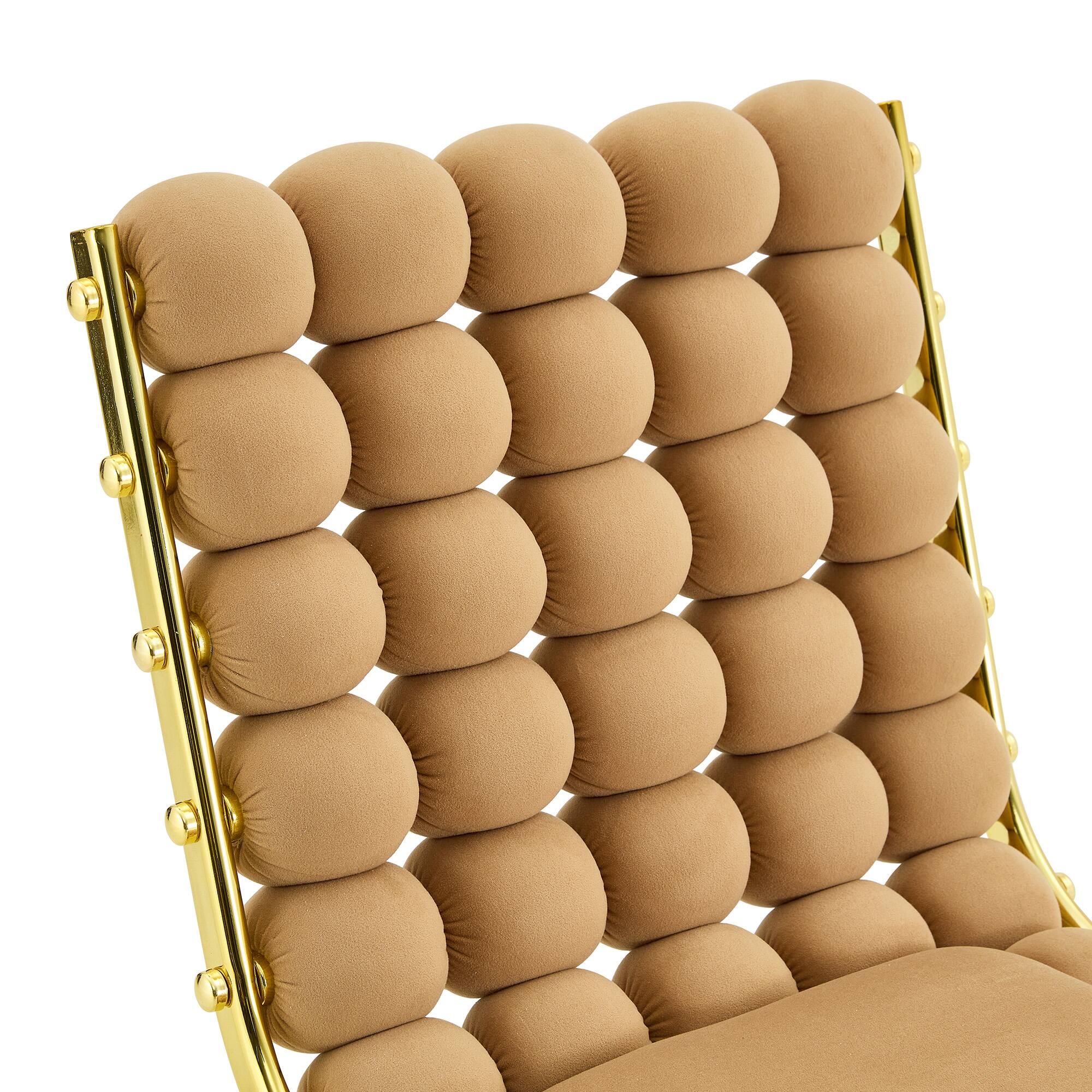 Alt View 7. Loheer - Loheer Swivel Dining Chair Tufted Upholstered Armless Accent Chair for Dining Room Home Office, Gold Legs, 1.63 ft - Brown,Gold.