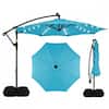 Front. Costway - Costway 10 FT Solar Offset Hanging Umbrella Patio Cantilever Umbrella with 32 LED Lights - Turquoise.