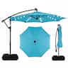 Costway - 10 FT Solar Offset Hanging Umbrella Patio Cantilever Umbrella with 32 LED Lights - Turquoise