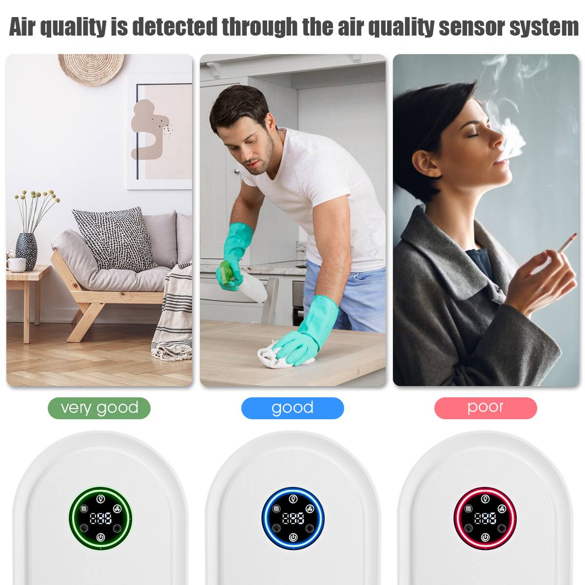 Air quality is detected through the air quality sensor system

- very good
- good
- poor