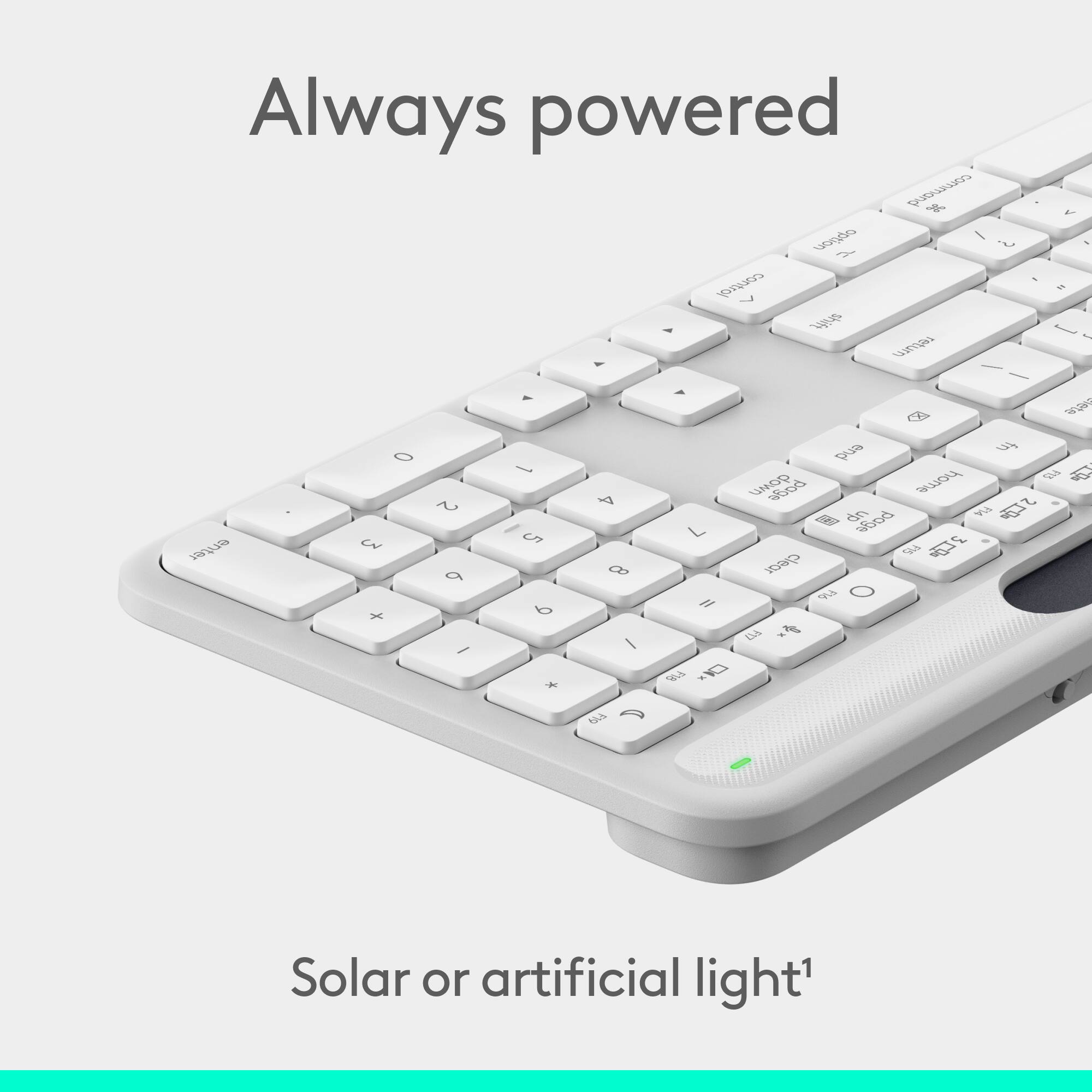 Always powered Solar or artificial light'