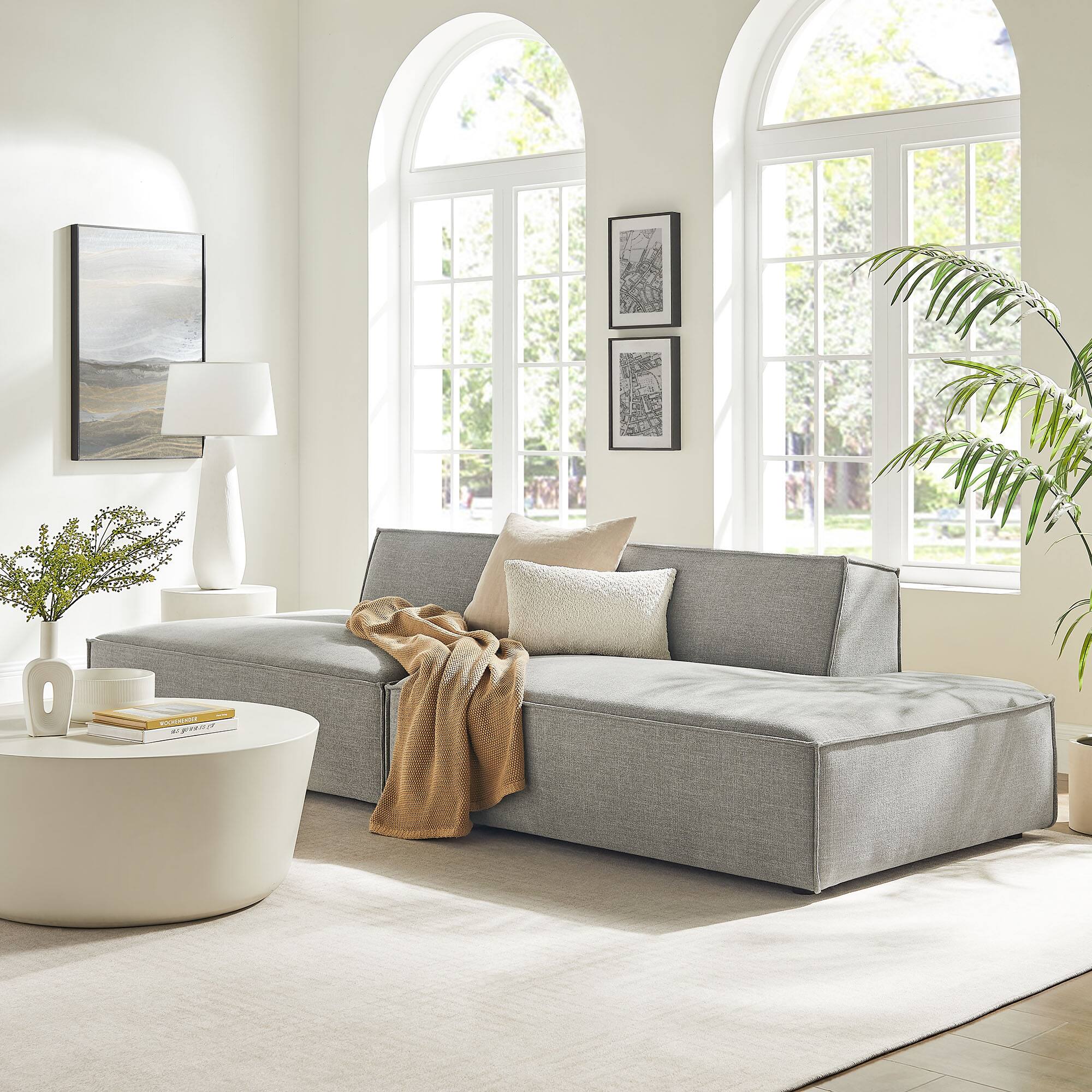 Alt View 7. Modway - Restore 2-Piece Performance Fabric Upholstered Modular Loveseat by Modway - Pewter.