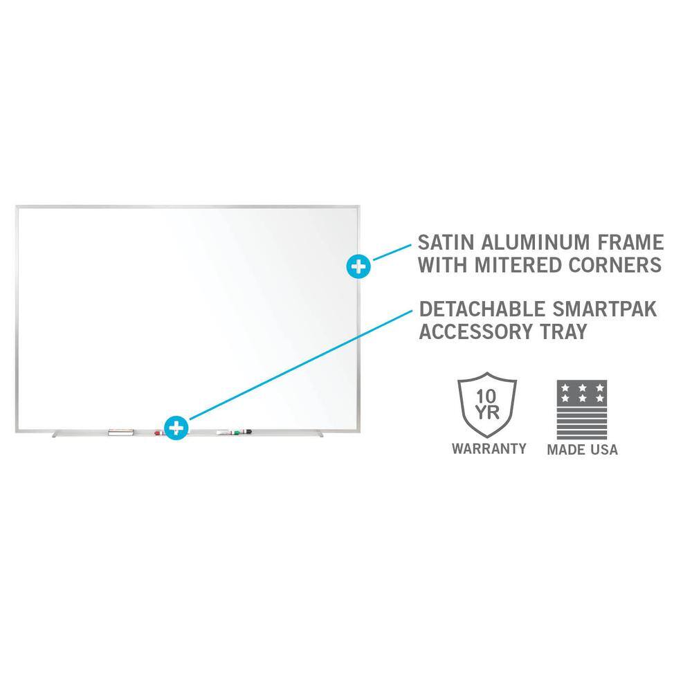 Satin aluminum frame with mitered corners, detachable Smartpak accessory tray, 10-year warranty, made in the USA
