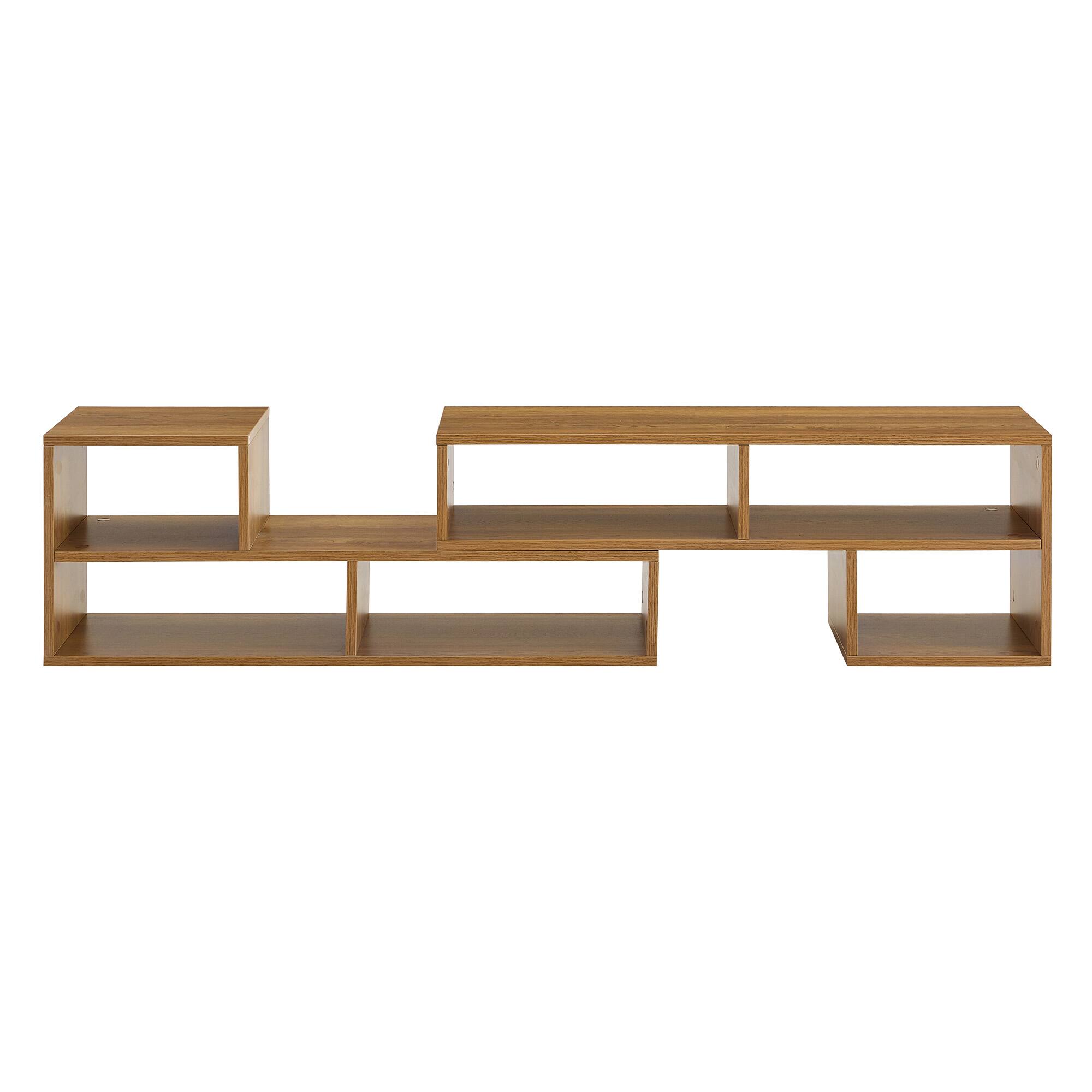 Alt View 6. Loheer - Loheer- Modular Extendable TV Stand Rustic Wood Media Console Open Storage for Living Room 0.98x1.12 Ft - Wood.