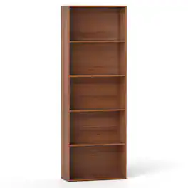 Gymax - 5-Tier Freestanding Open Bookshelf w/2 Anti-tipping Devices for Living Room - Brown