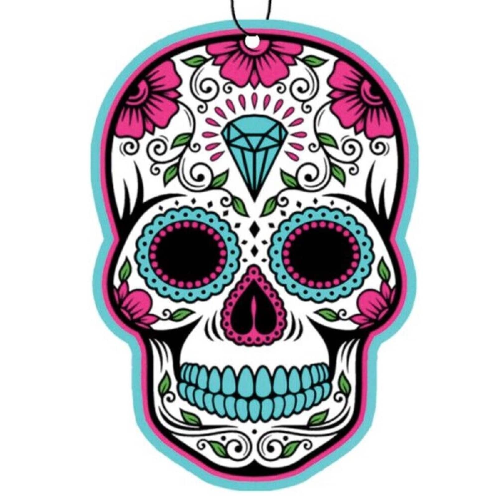 Spoontiques - Day of the Dead Sugar Skull Calavera Air Freshener 3 Pack New Car Scent - Multicolor