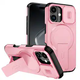 UUCOVER - Magnetic Case for iPhone 17 Shockproof TPU+PC Case Compatible with MagSafe Stand Sliding Camera Cover - Pink