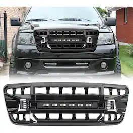 AMERICAN MODIFIED - Front Grille Compatible with 2004-2008 Ford F150, Glossy Black