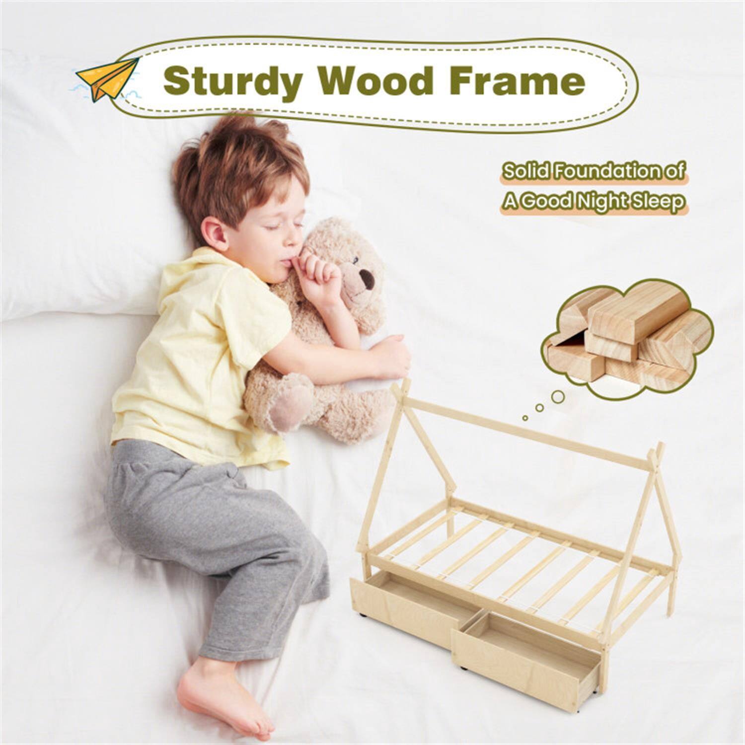 Sturdy Wood Frame  
Solid Foundation of A Good Night Sleep