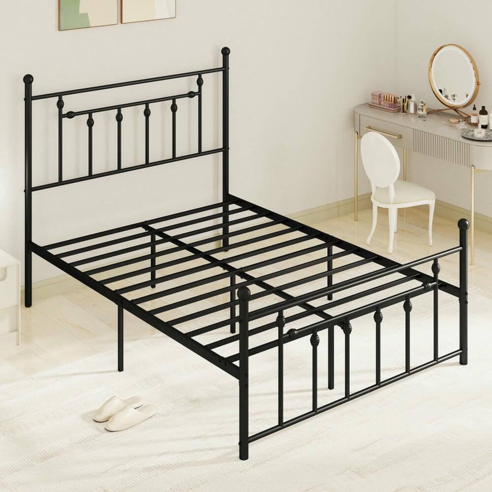 Angle. Kadyn - Platform Bed Frame, Bedroom Bed Frame,Full/Queen/Twin Size Heavy-duty Metal Bed Frame with Headboard-Full Size - Black.