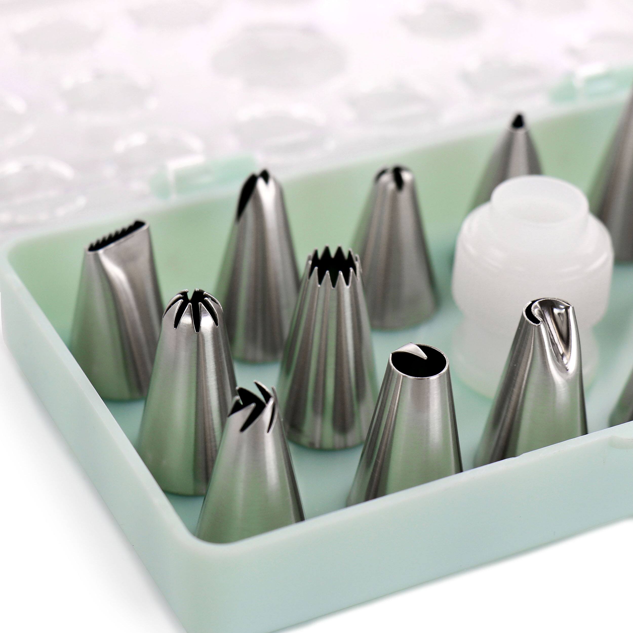 Alt View 4. Martha Stewart - Martha Stewart 16 Piece Stainless Steel Assorted Cake Decorating Nozzles - Silver, Mint.