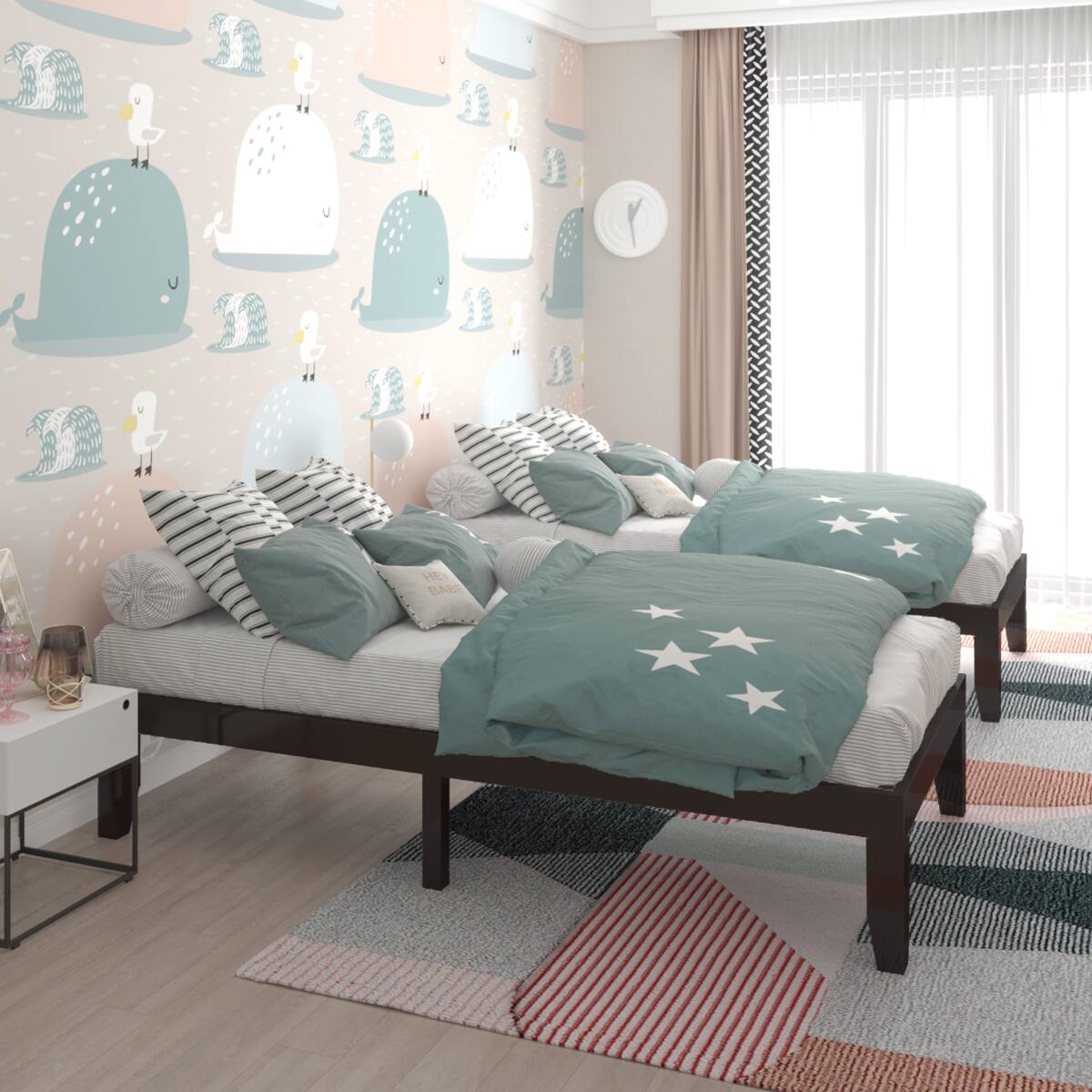 Alt View 1. Costway - Costway Twin Size 14" Wooden Bed Frame Mattress Platform Wood Slats Support - Espresso.