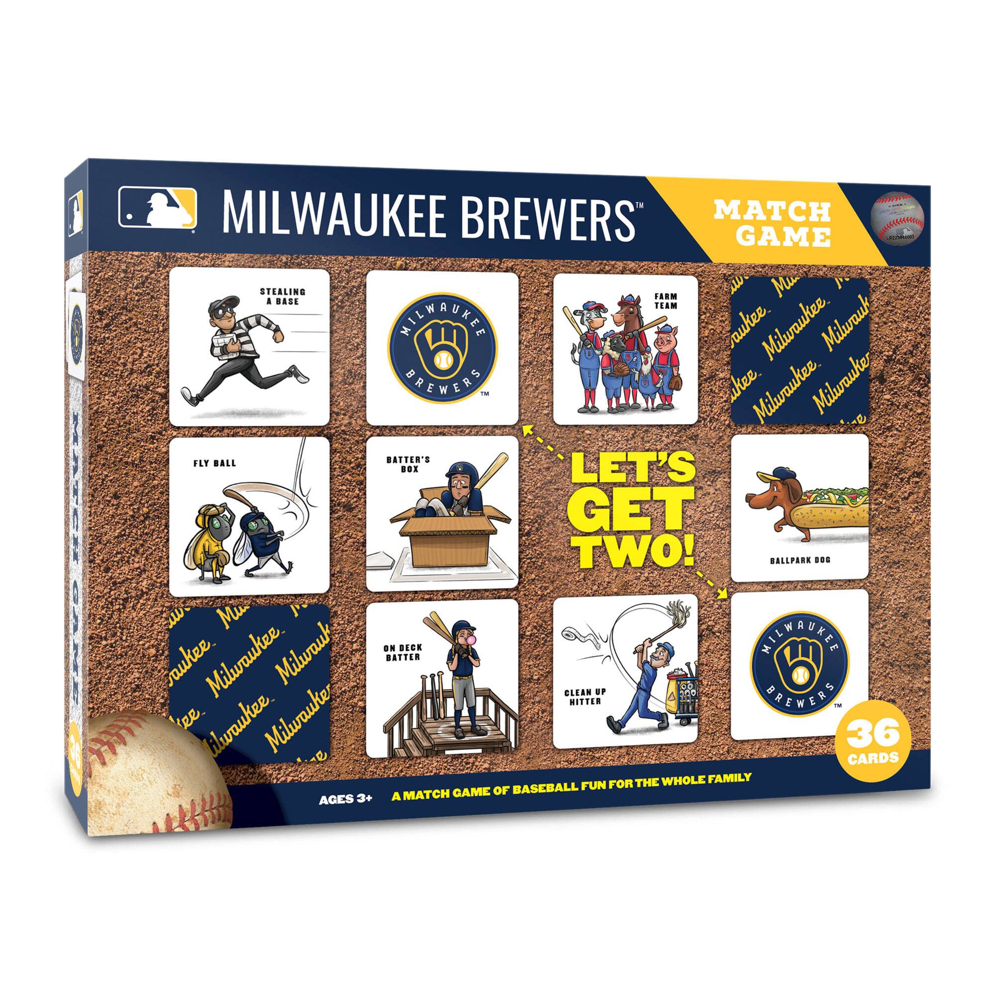 MILWAUKEE BREWERS MATCH GAME

STEALING A BASE

FLY BALL

BATTER'S BOX

ON DECK BATTER

CLEAN UP HITTER

LET'S GET TWO!

MILWAUKEE BREWERS

36 CARDS

A MATCH GAME OF BASEBALL FUN FOR THE WHOLE FAMILY

AGES 3+