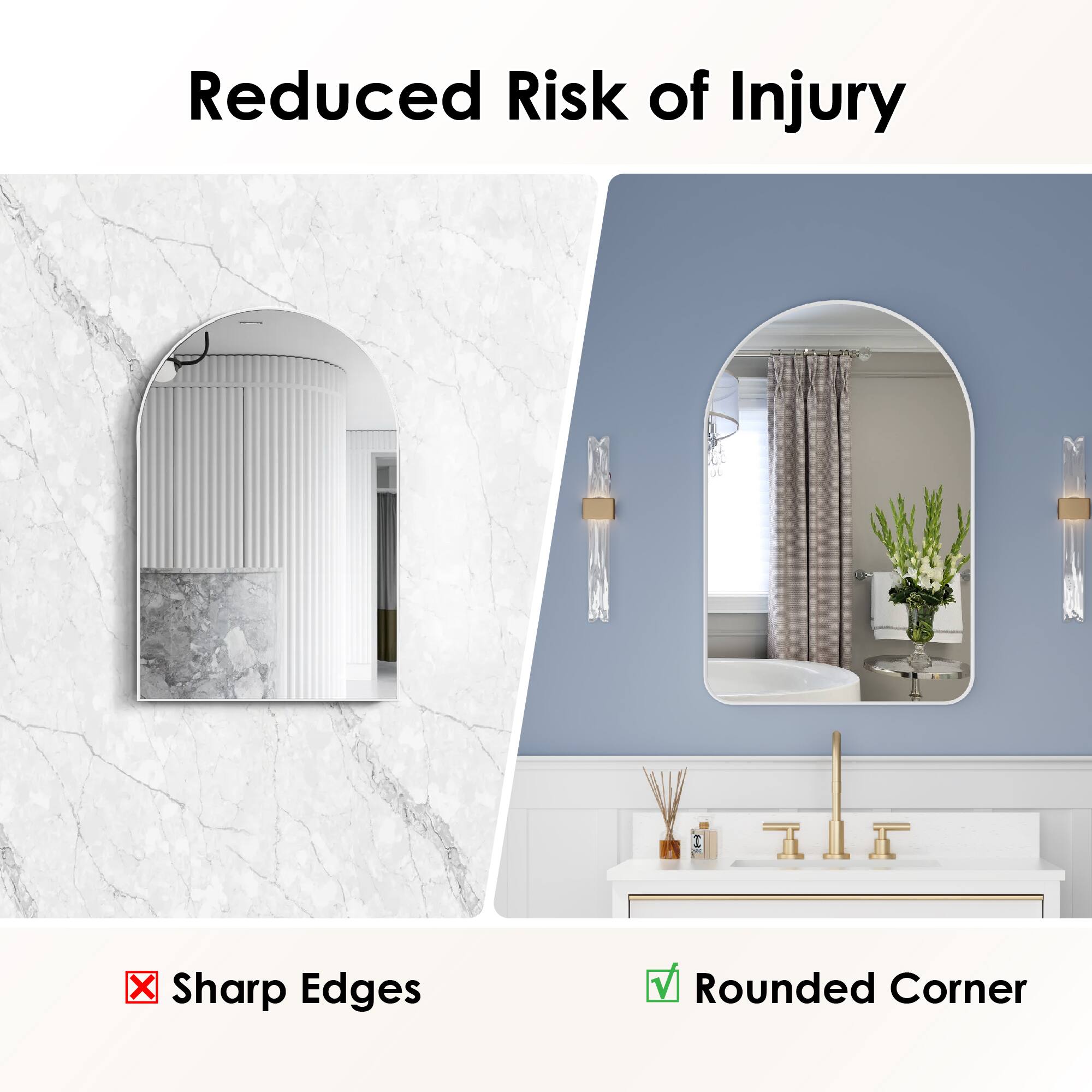 Reduced Risk of Injury

Sharp Edges

Rounded Corner