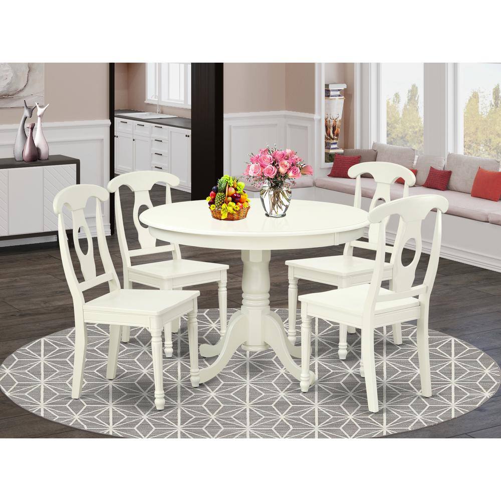 Left. East West Furniture - Dining Room Set Linen White - Brown.