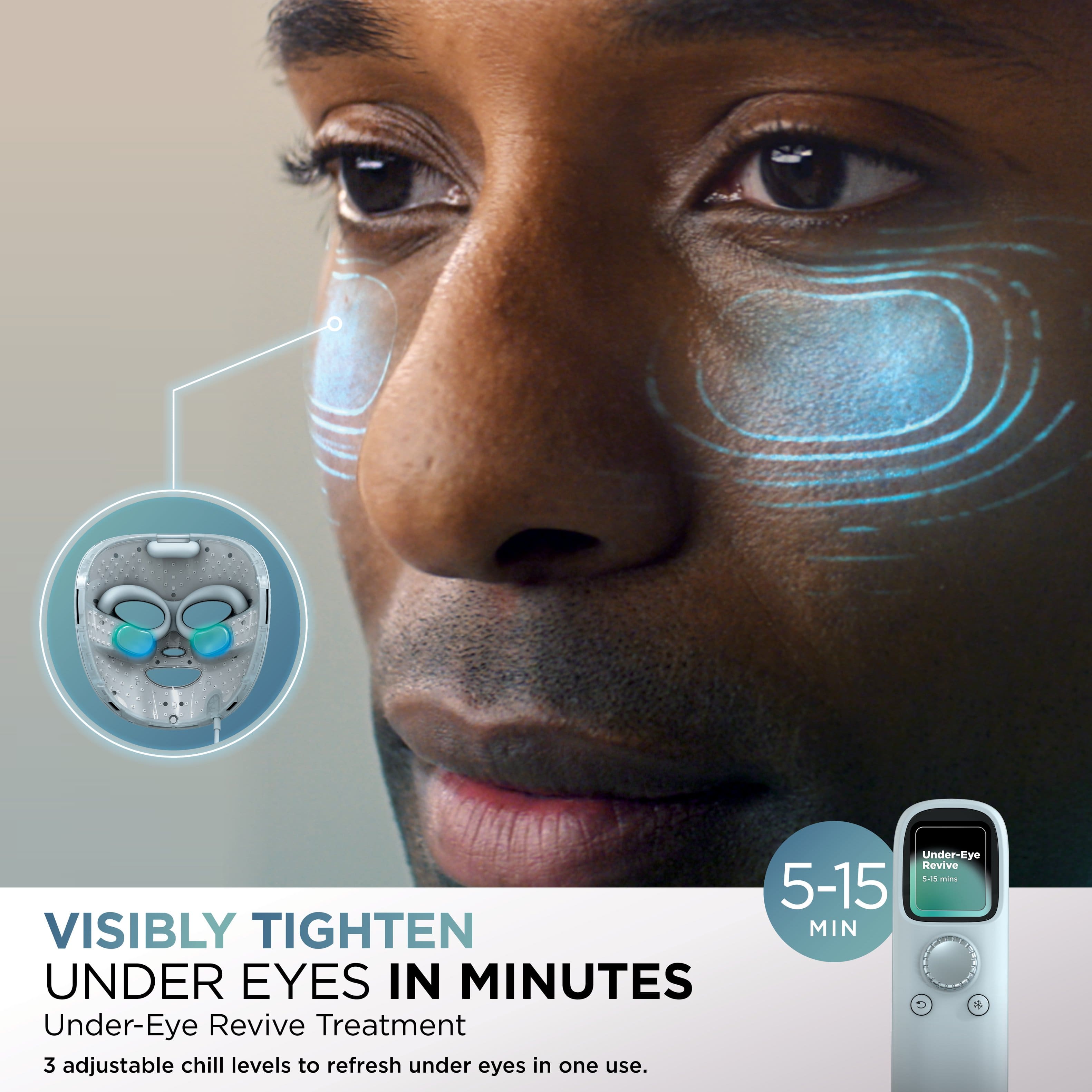 Under-Eye Revive Treatment - Visibly Tighten Under Eyes in Minutes. 3 Adjustable Chill Levels to Refresh Under Eyes in One Use.