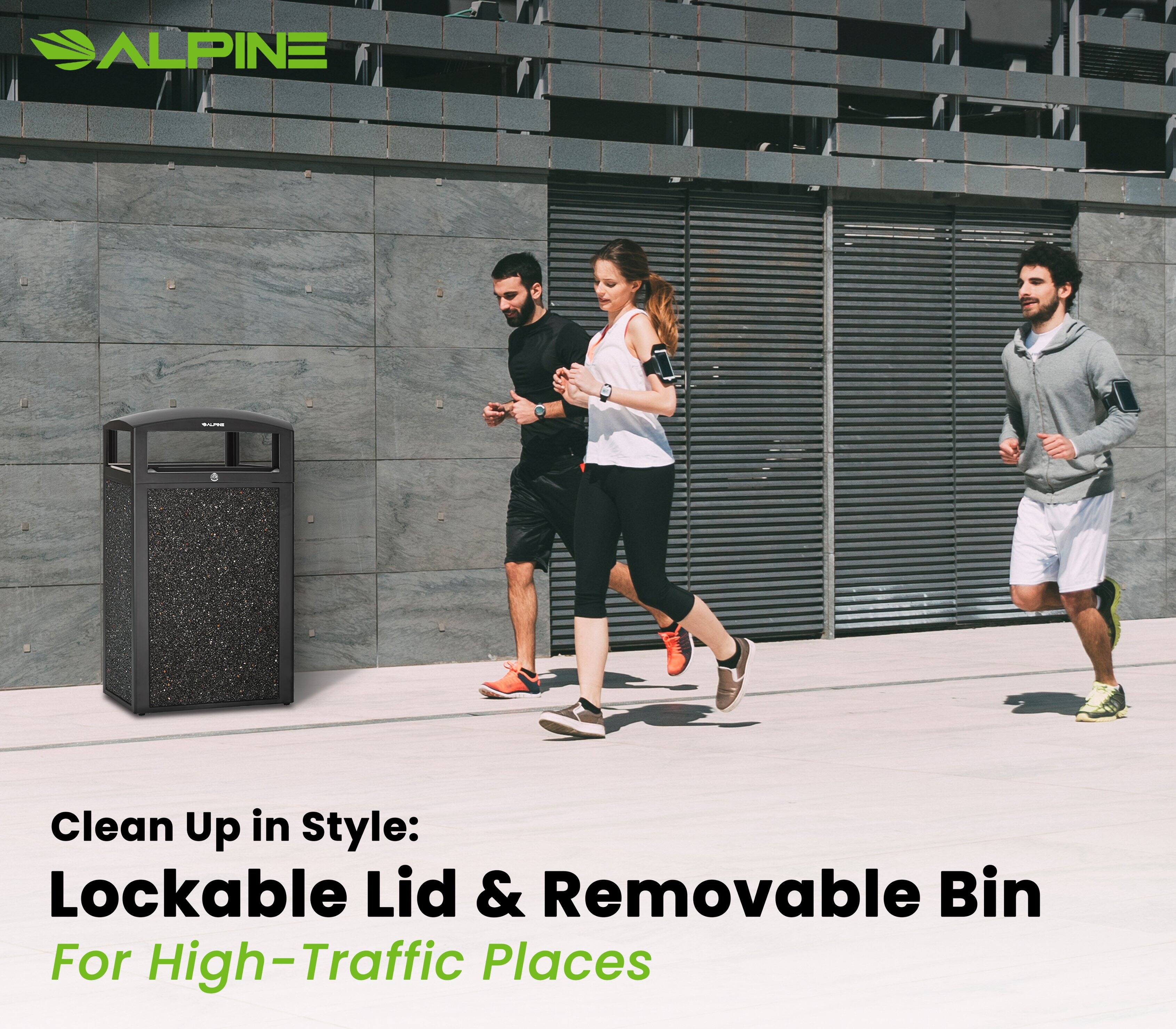 ALPINE - Clean Up in Style: Lockable Lid & Removable Bin For High-Traffic Places
