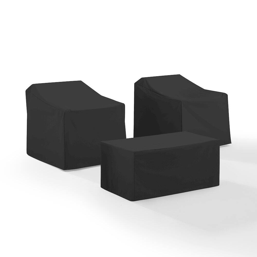 Angle. Crosley Furniture - 3Pc Outdoor Furniture Cover Set - 2 Chairs & Coffee Table - Black.