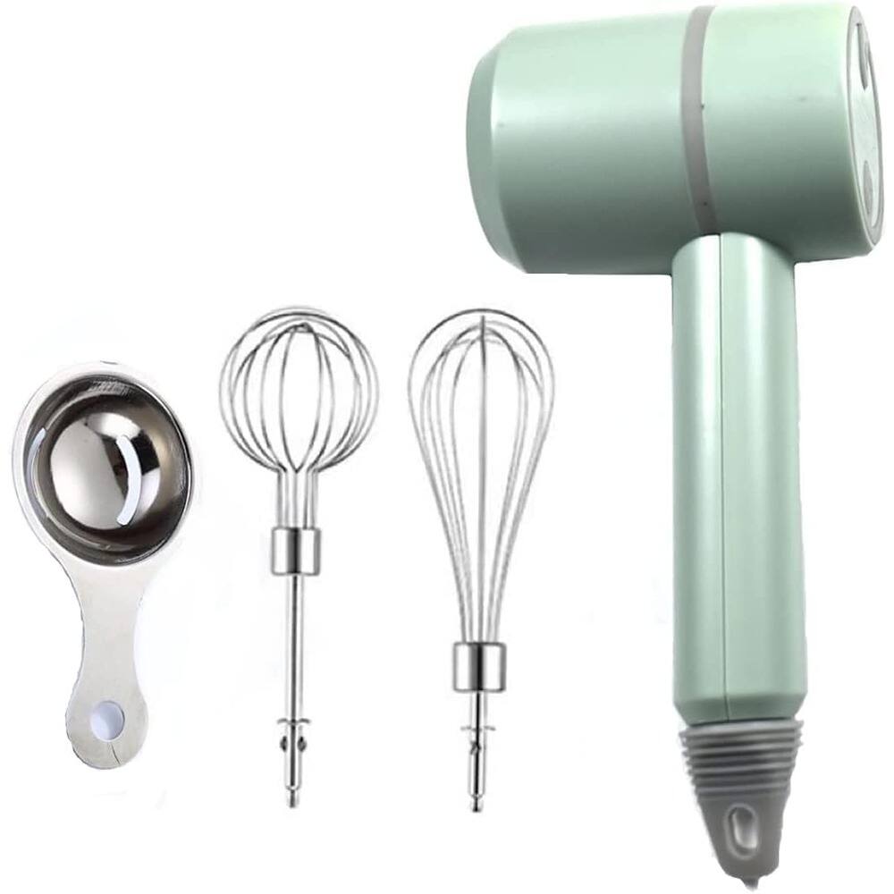 Front. ACJPR - Hand Mixer, Portable Electric Cordless Handheld Mixer, 3-Speed USB Rechargeable with Twin Whisks and Egg Separator for B - Green.