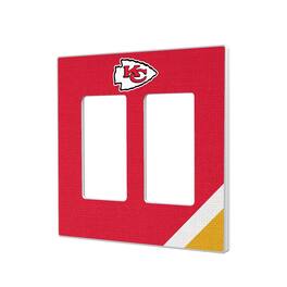 Keyscaper - Kansas City Chiefs Diagonal Stripe Double Rocker Light Switch Plate - Multicolor