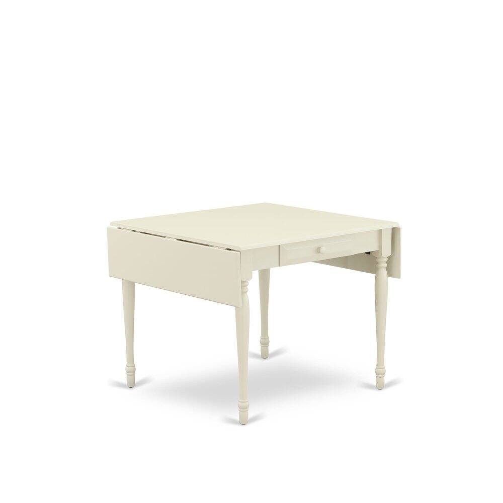 Front. East West Furniture - 1MZAB5-LWH-02 5Pc Kitchen Set Consists of a Modern Dining Table and 4 Parson Chairs with Light Beige Color Linen - Linen White.