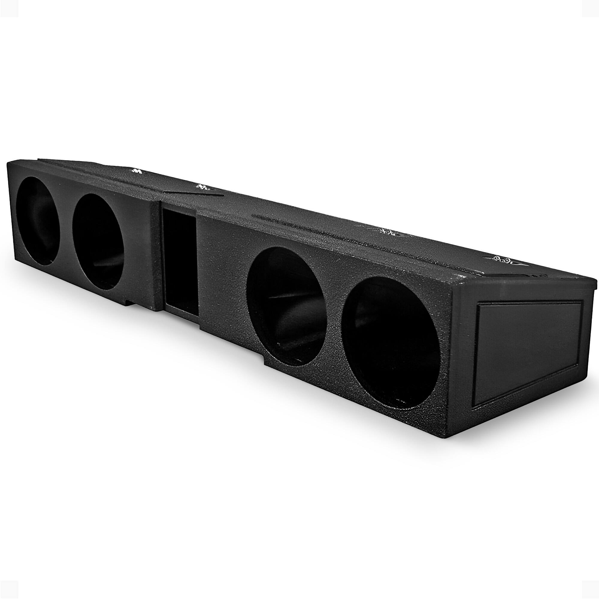 Front. QPower - QPower Quad 8" Sub Box - Chevy Silverado Crew Cab, GMC Sierra Crew Cab 2007-2026 - Charcoal Black.