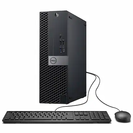 Front. Dell - Dell Optiplex 7050 SFF Desktop PC, Intel Core i7-7700 up to 4.20GHz, 32GB DDR4 RAM, 1TB SSD, USB WiFi, Win11 Pro - Black.