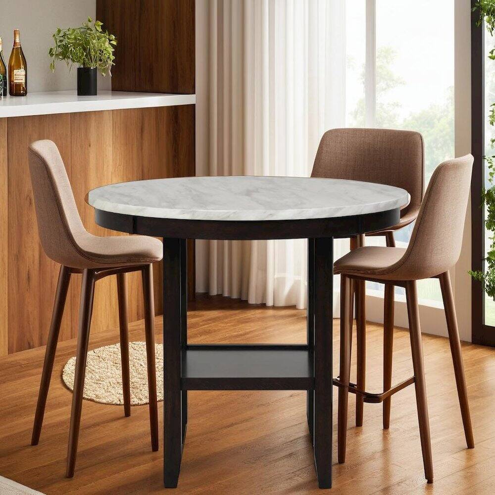 Alt View 2. Starlight Canyon Home - Round Wood Counter Table in Espresso Brown - Espresso.