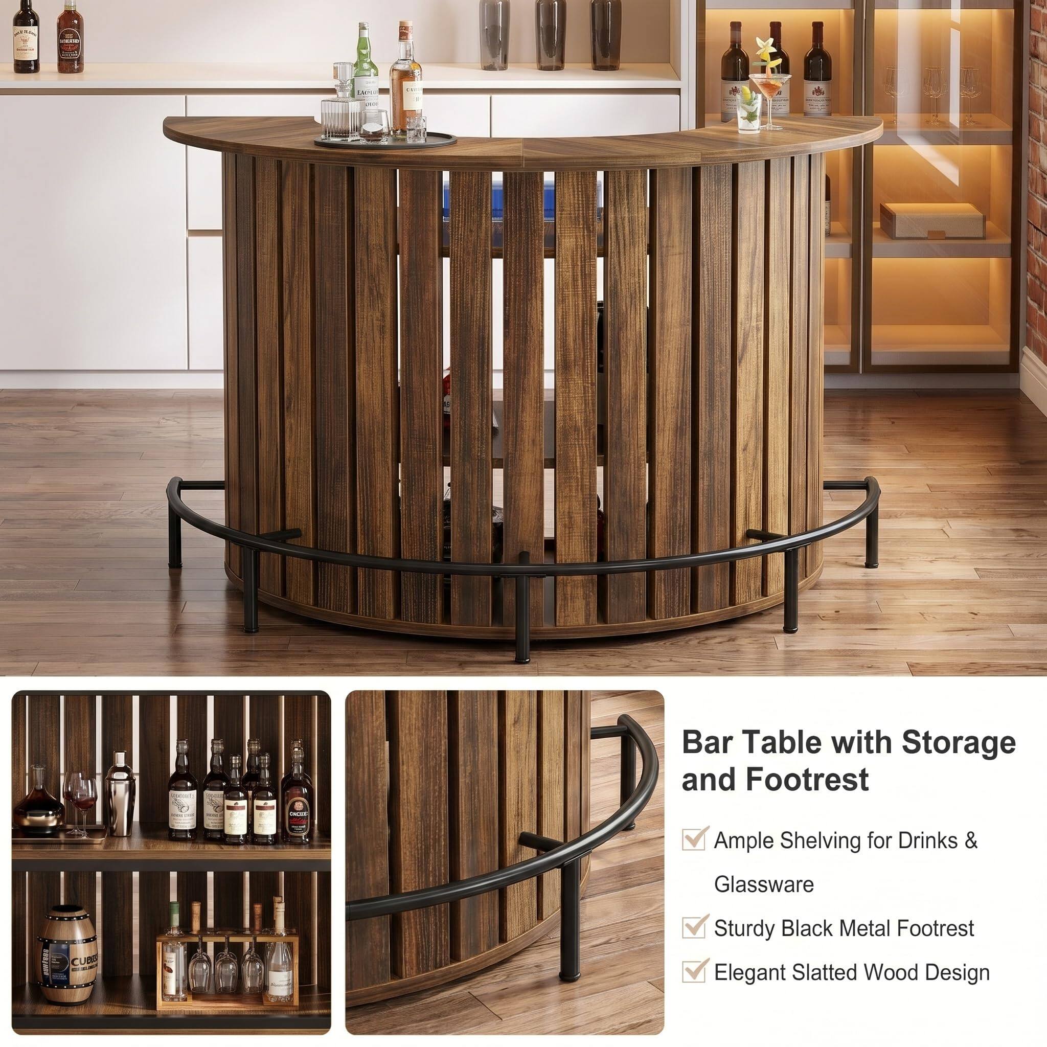 Tribesigns Bar Table with Storage, 4 Tier Arc Shaped Mini Bar Table ...