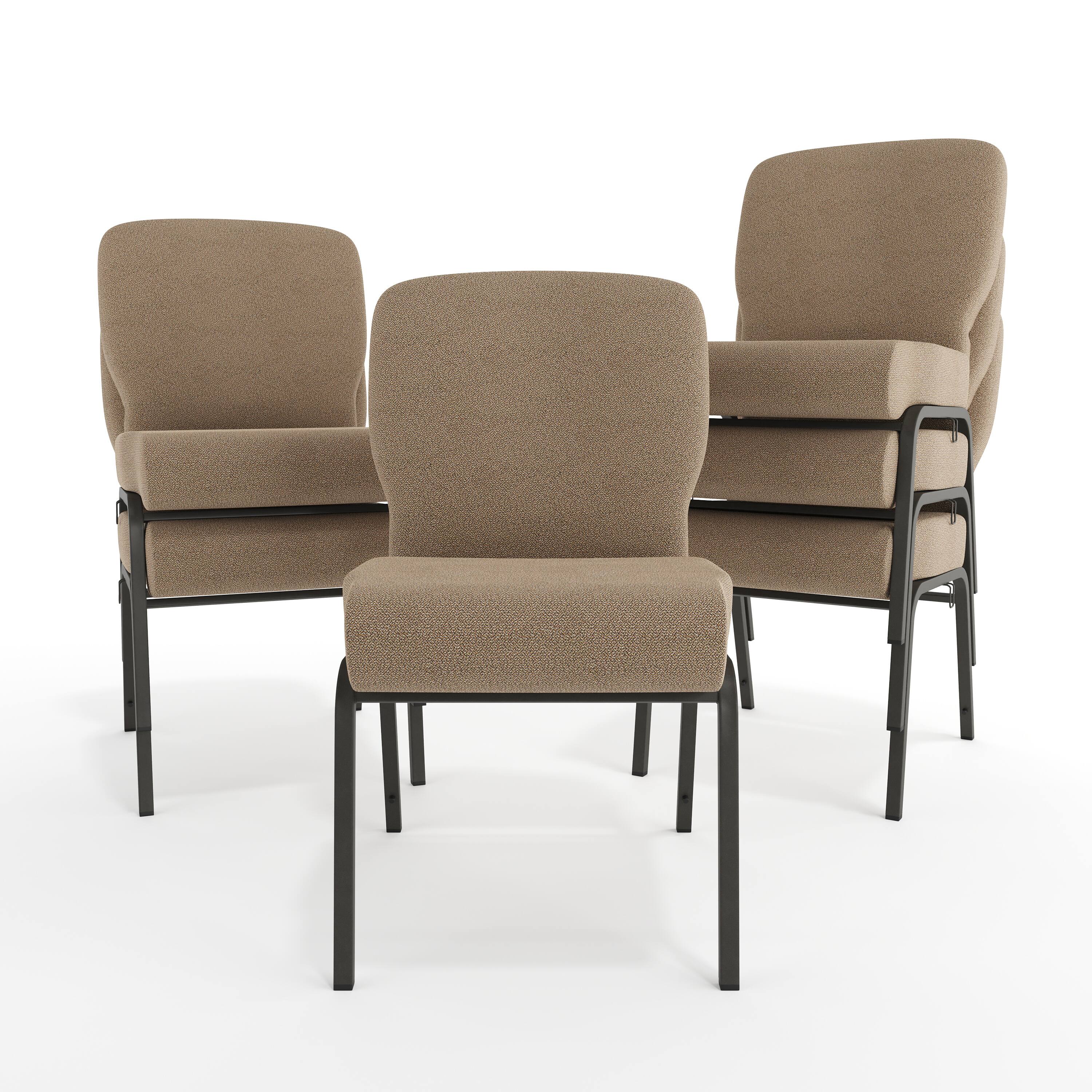 Alt View 10. Emma + Oliver - Signature Elite Church Chair - 20 in. Wide - Tan Speckle Fabric/Black Frame.