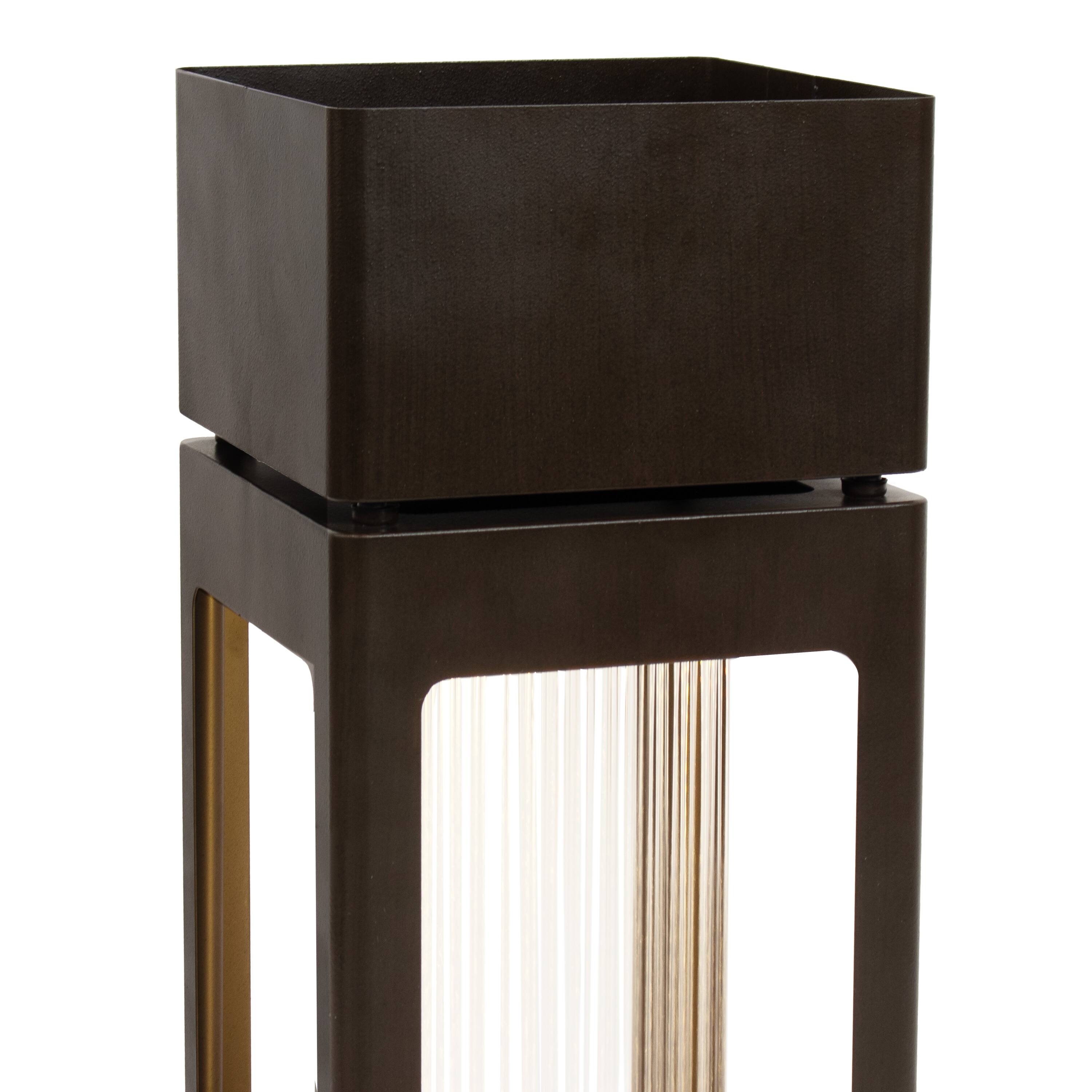 Alt View 9. Sunnydaze - Serene Showers Zinc Water Fountain with Planter and LEDs - 36" - Dark Brown.