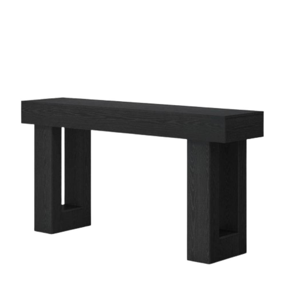 Front. Hivvago - Modern Farmhouse 63-inch Narrow Entryway Console Sofa Table in Black Wood Finish - Black.