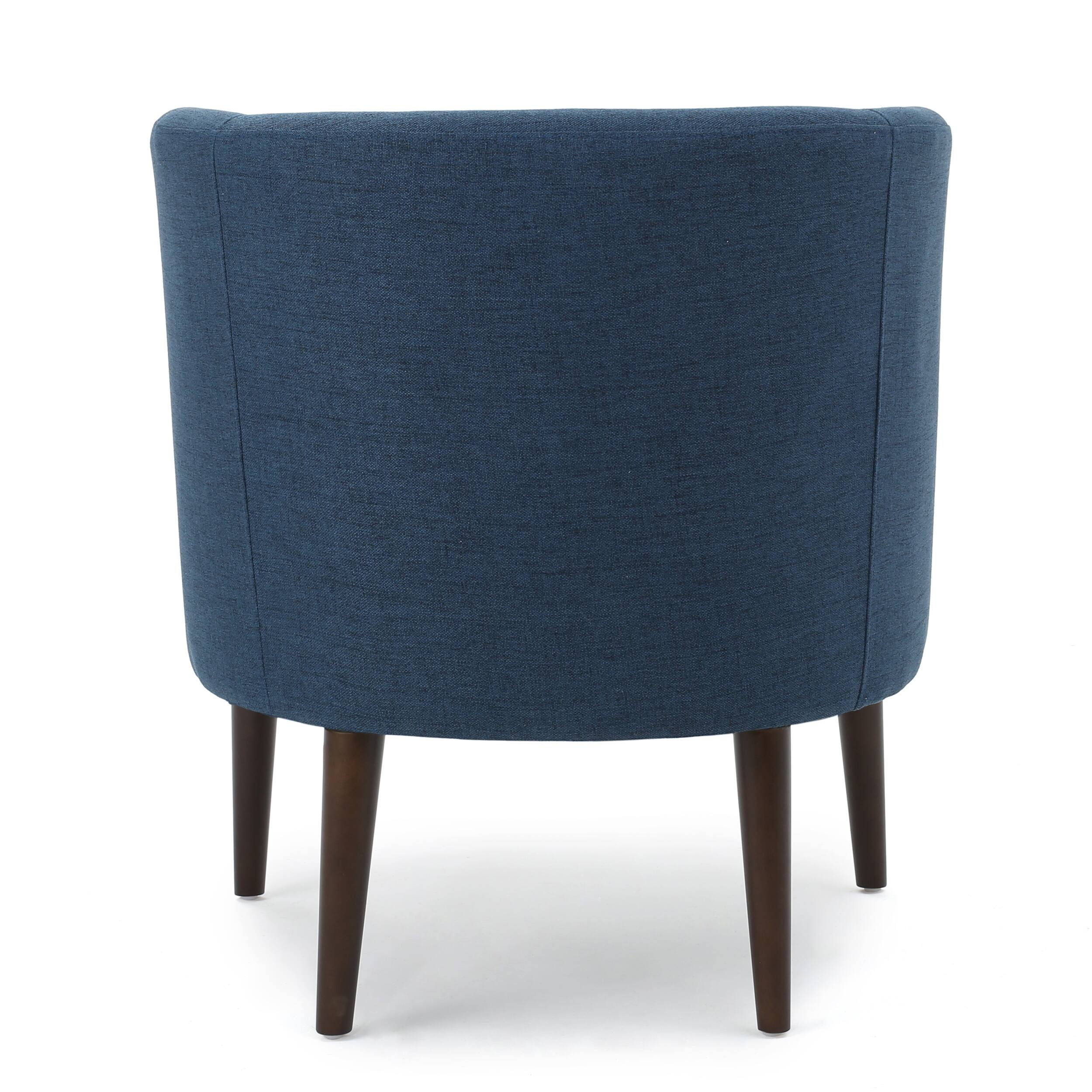 Alt View 7. APRILSOUL - Contemporary Upholstered Club Chair with Button Tufting in Navy Blue Fabric and Birch Wood Legs - Navy.