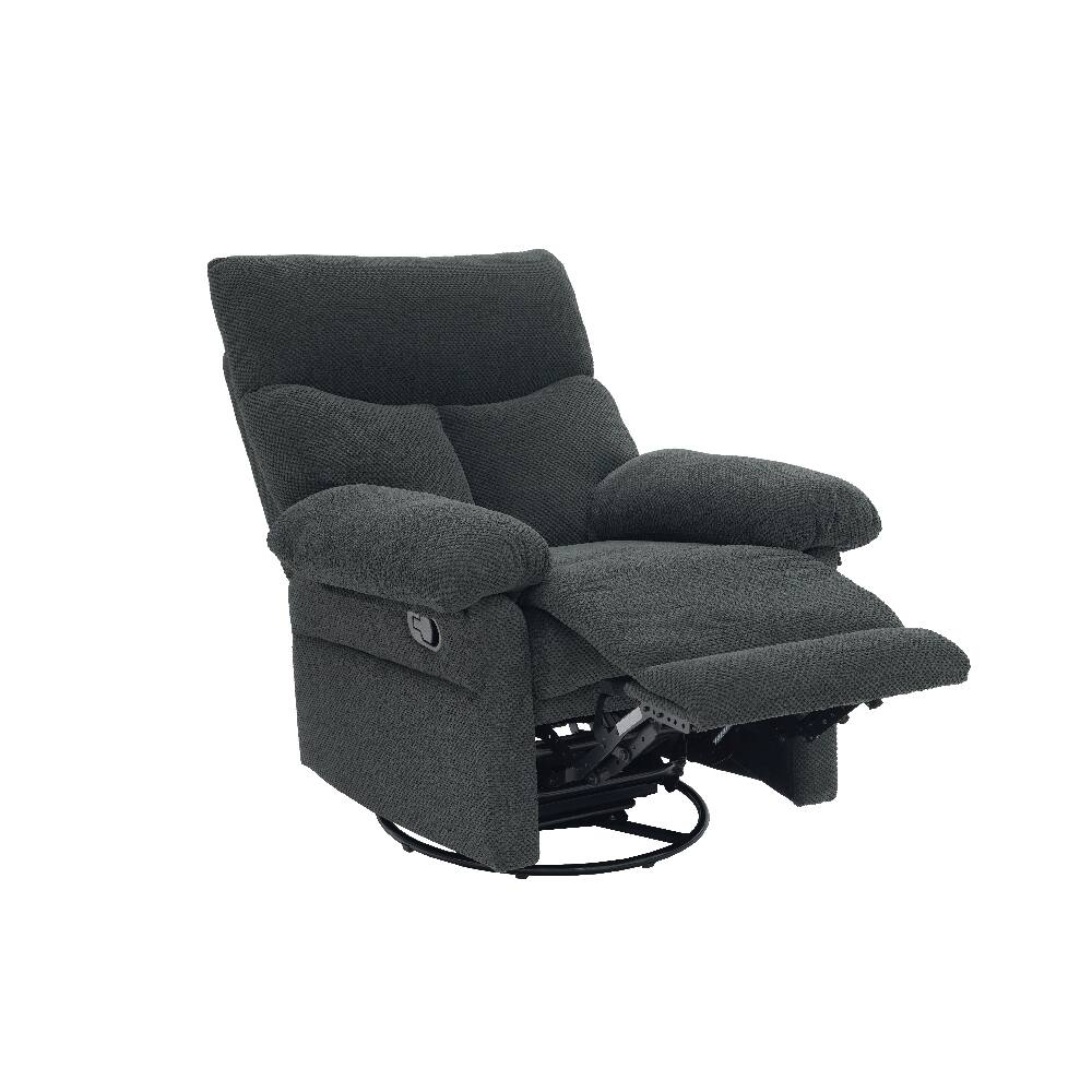Alt View 8. Ropilly - Ropilly Dark Gray Swivel Rocker Recliner, Manual Overstuffed Glider Armchair for Living Room - Dark Gray.