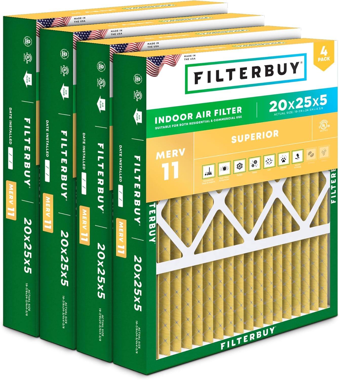 MARE IN THE USA MADE -- THE AFW RN DATE INSTALLED MERV 11 FILTERBUY 20x25x5 1-2/24/3/ ACTUAL SIZE DATE INSTALLED MERV 11 FILTERBUY 20x25x5 10-2/24-3/4x4-2/1 ACTUAL SIZE DATE INSTALLED MERV 11 FILTERBUY 20x25x5 | ACTUAL SIZE DATE INSTALLED MERV 11 NAS - THE -- 4 RADE THE USA PACK FILTERBUY FILTER 20x25x5 SIZE: 10-2/9 24 3/:4 3/ AIR ACTUAL INDOOR SE & COMMERCIAL BOTH RESIDENTIAL SUITABLE FOR SUPERIOR MERV 11 FILTERBUY FILTER TERBUY 20x25x5 10-2/24-3/4d.3/ ACTUAL FILTERBUY BAZE