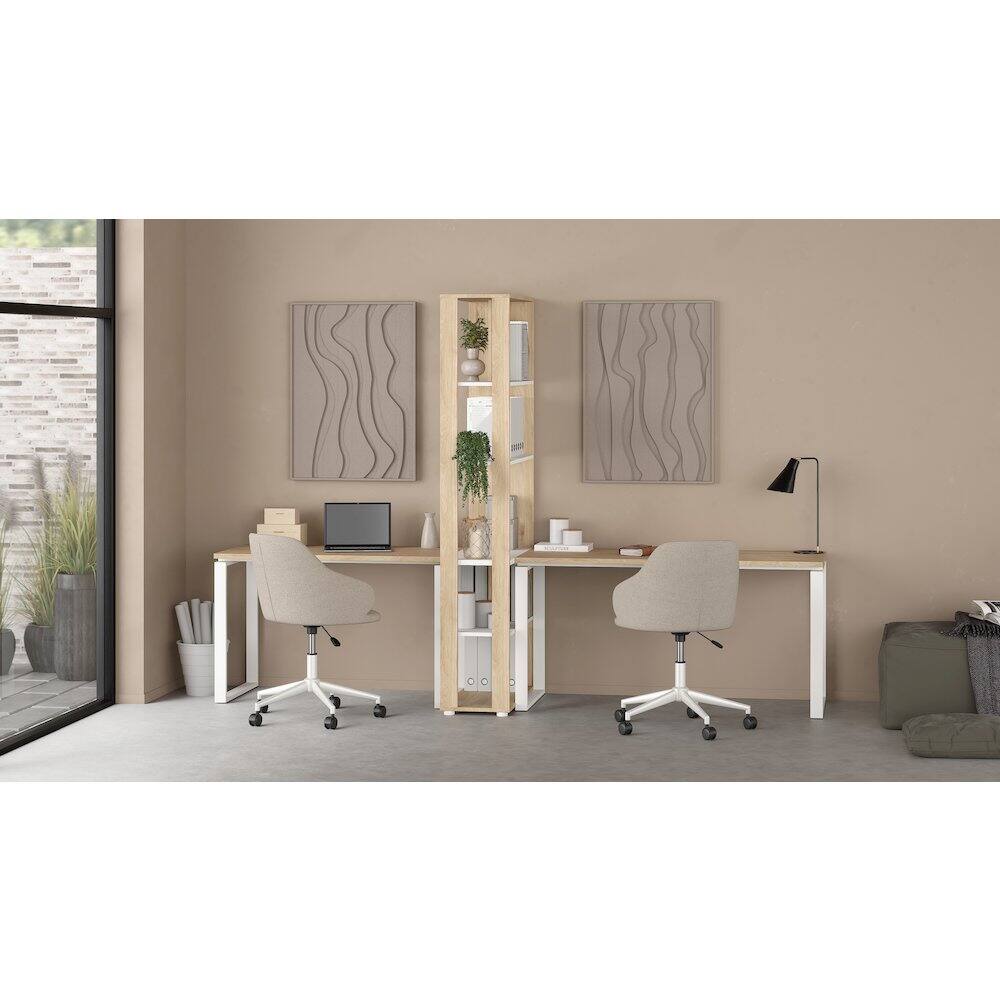 Back. Tvilum - Sign 5 Shelf Bookcase Room Divider, Jackson Hickory/White - Brown.