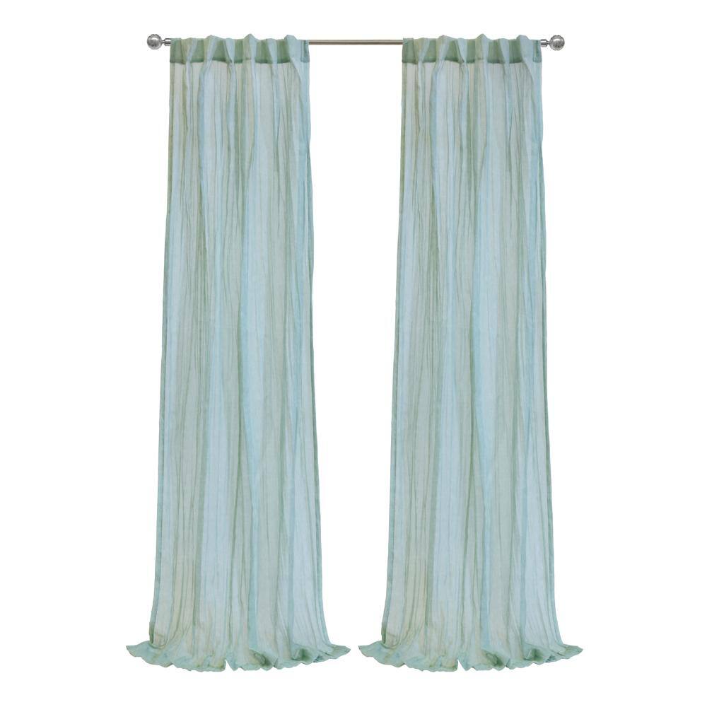 Front. Commonwealth Home Fashions - Habitat Paloma Sheer Dual Header Stylish and Functional Curtain Panel 52" x 95" Pale Thyme - Pale Thyme.