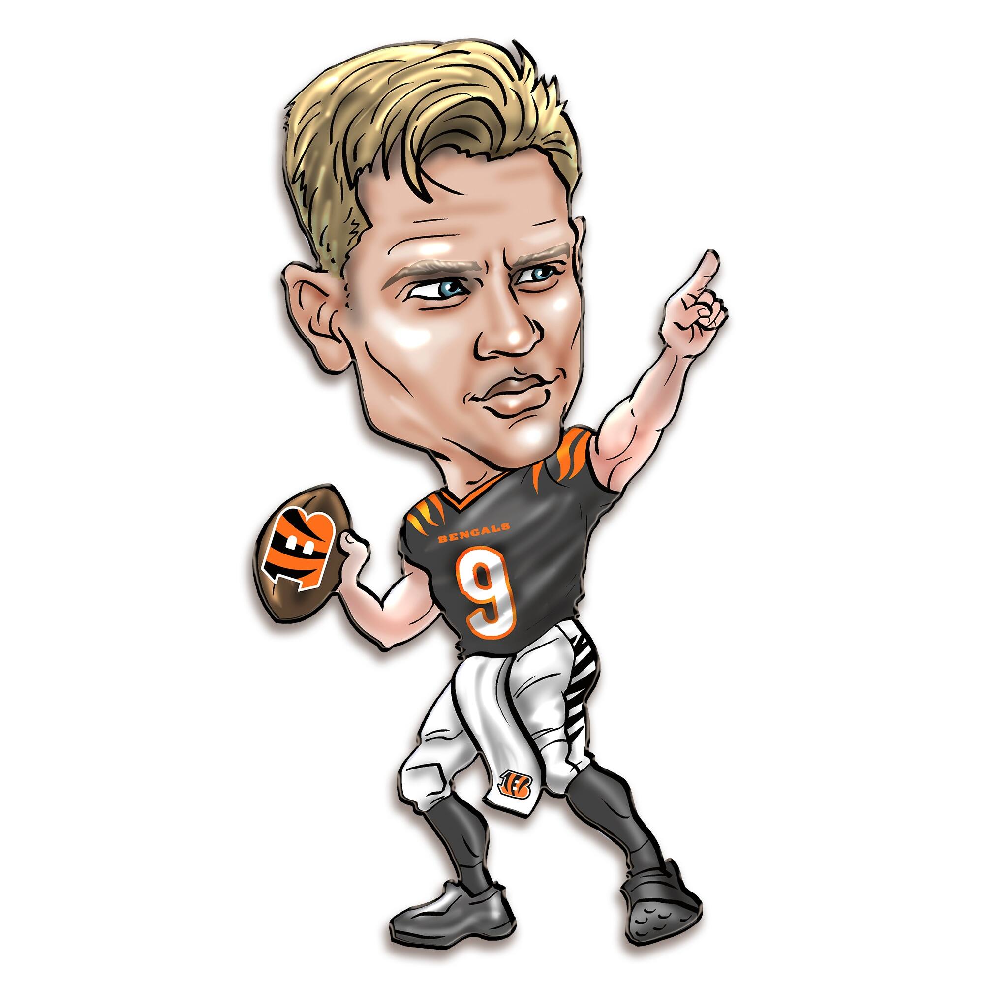 Joe Burrow Cincinnati Bengals Metal Caricature Wall Art