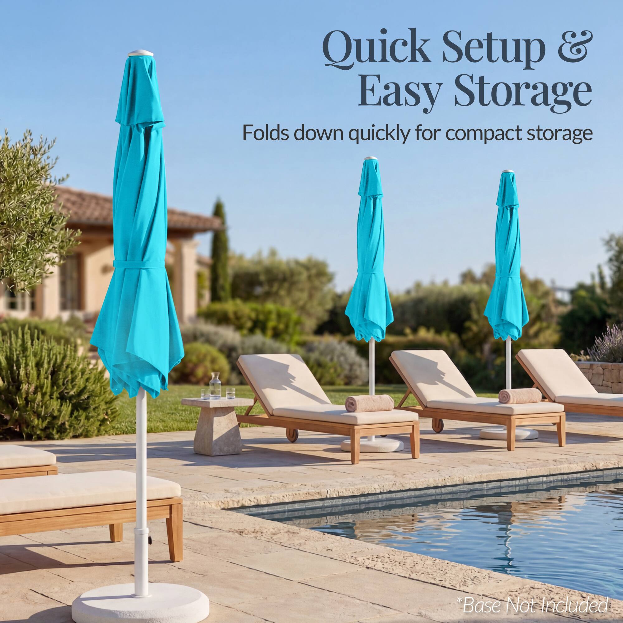 Quick Setup & Easy Storage  
Folds down quickly for compact storage  
*Base Not Included