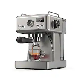 Plum Chef - Semi-Automatic Espresso Machine 20 Bar 1350W Cold Hot Brew Coffee Maker 58mm Portafilter - Silver