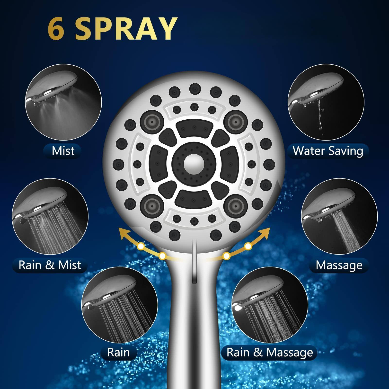 6 SPRAY

- Mist
- Water Saving
- Rain & Mist
- Rain
- Massage
- Rain & Massage