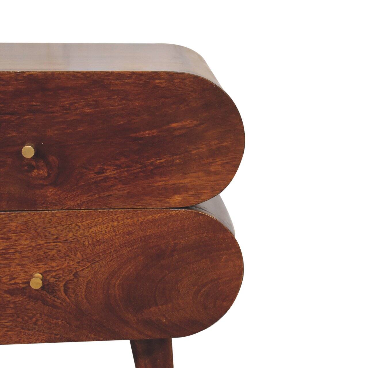 Alt View 1. Artisan Furniture - Artisan Furniture Solid Wood Bubble Chestnut Bedside, 2 Drawers, Dark Brown - Dark Brown.